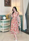  Đầm voan hoa cổ thuyền form dáng xoè - D3225 