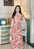  Đầm voan hoa cổ thuyền form dáng xoè - D3225 