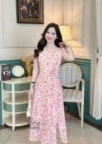  Đầm voan hoa cổ thuyền form dáng xoè - D3225 