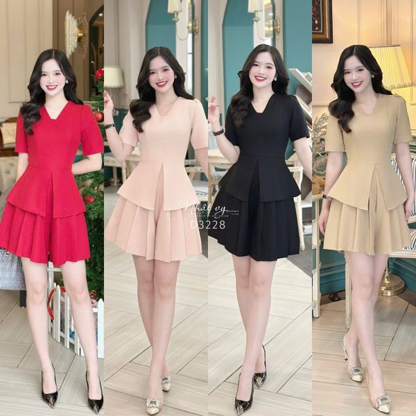  Set áo peplum phối quần xếp ly - D3228 