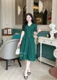  Đầm cổ V bèo cách điệu đính nút bọc form dáng xoè - D3230 