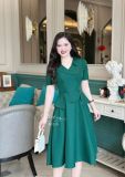  Đầm cổ V bèo cách điệu đính nút bọc form dáng xoè - D3230 