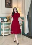  Đầm nhung cổ bèo đính hạt ngọc form dáng xoè - D3236 