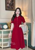  Đầm nhung cổ bèo đính hạt ngọc form dáng xoè - D3236 
