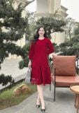  Đầm nhung suông cổ tròn đuôi cá form tay lửng - D3237 
