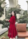  Đầm nhung suông cổ tròn đuôi cá form tay lửng - D3237 