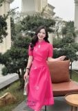  Đầm cổ tàu thêu hoa form dáng xòe - D3241 