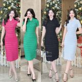  Đầm thun dáng ôm cổ sơ mi - D3243 