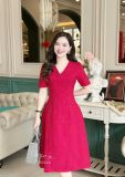  Đầm cổ V bèo đính nút bọc form dáng ôm - D3244 