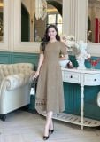  Đầm cổ tròn tay nhún cách điệu form dáng xòe - D3245 