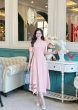  Đầm cổ tròn tay nhún cách điệu form dáng xòe - D3245 