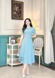  Đầm cổ tròn tay nhún cách điệu form dáng xòe - D3245 