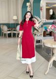  Áo dài cách tân kèm chân váy cổ tàu đính hạt ngọc - D3246 