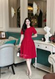  Đầm cổ tròn tay nhún phồng form dáng xoè - D3247 