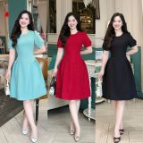  Đầm cổ tròn tay nhún phồng form dáng xoè - D3247 