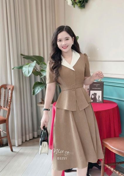  Đầm peplum cổ bèo form dáng xoè - D3251 