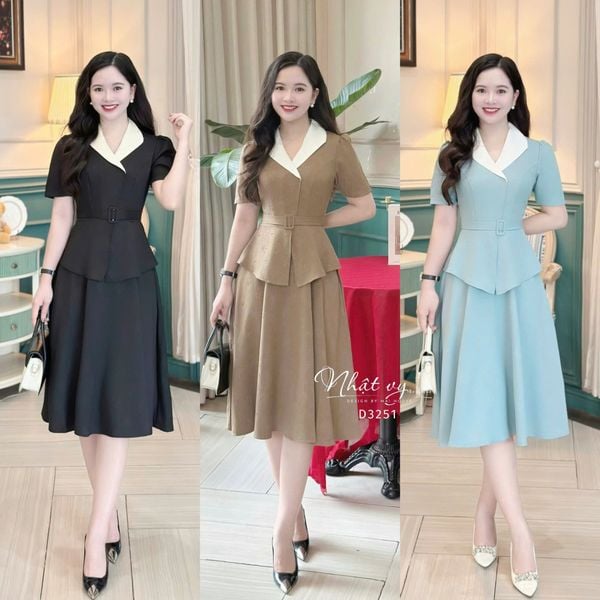 Đầm peplum cổ bèo form dáng xoè - D3251 