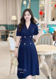  Đầm cổ vest dập ly thắt dây belt liền - D3252 