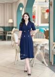  Đầm cổ vest dập ly thắt dây belt liền - D3252 