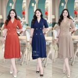  Đầm cổ vest dập ly thắt dây belt liền - D3252 