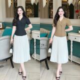  Áo cổ vest tay phồng cổ viền chỉ - D3255 