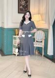  Đầm cổ V phối bèo eo đính nơ liền - D3257 