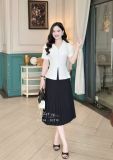  Áo cổ tim bèo tay xếp cách điệu - D3258 