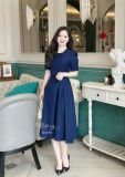  Đầm cổ tròn tay nhún cách điệu form dáng dài - D3259 