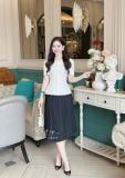  Áo peplum cổ tròn đính nút bọc - D3261 