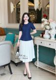  Áo peplum cổ tròn đính nút bọc - D3261 