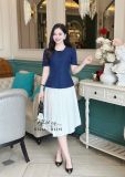  Áo peplum cổ tròn đính nút bọc - D3261 