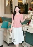  Áo peplum cổ tròn đính nút bọc - D3261 