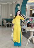  Áo dài lụa hoa tay lỡ - D3262 