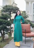  Áo dài lụa hoa tay lỡ - D3262 