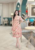  Đầm hoa cổ tròn form dáng xoè - D3264 