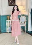  Đầm peplum viền chỉ cách điệu đính nút bọc - D3270 