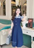  Đầm 2 dây phối cổ sơ mi đính nút giả - D3275 