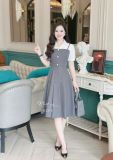  Đầm 2 dây phối cổ sơ mi đính nút giả - D3275 