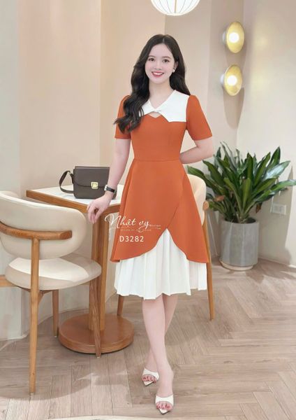  Đầm cổ tim phối bèo cách điệu form dáng ôm - D3282 