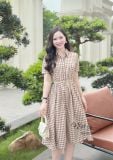  Đầm sơ mi caro đính nút bọc - D3283 