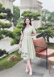  Đầm sơ mi caro đính nút bọc - D3283 