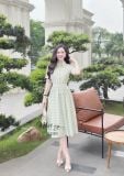  Đầm sơ mi caro đính nút bọc - D3283 