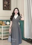  Đầm xếp ly dáng ôm đính nút bọc - D3287 