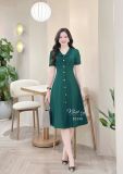  Đầm cổ bèo đính nút kiểu form dáng ôm - D3290 