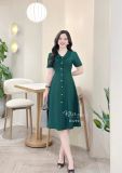  Đầm cổ bèo đính nút kiểu form dáng ôm - D3290 