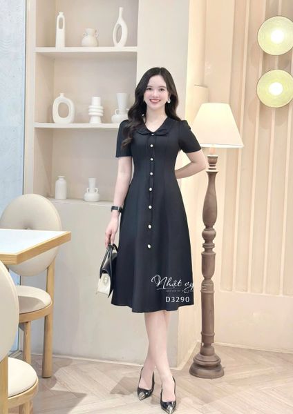  Đầm cổ bèo đính nút kiểu form dáng ôm - D3290 