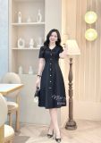  Đầm cổ bèo đính nút kiểu form dáng ôm - D3290 