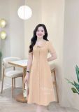  Đầm cổ bèo đính nút kiểu form dáng ôm - D3290 
