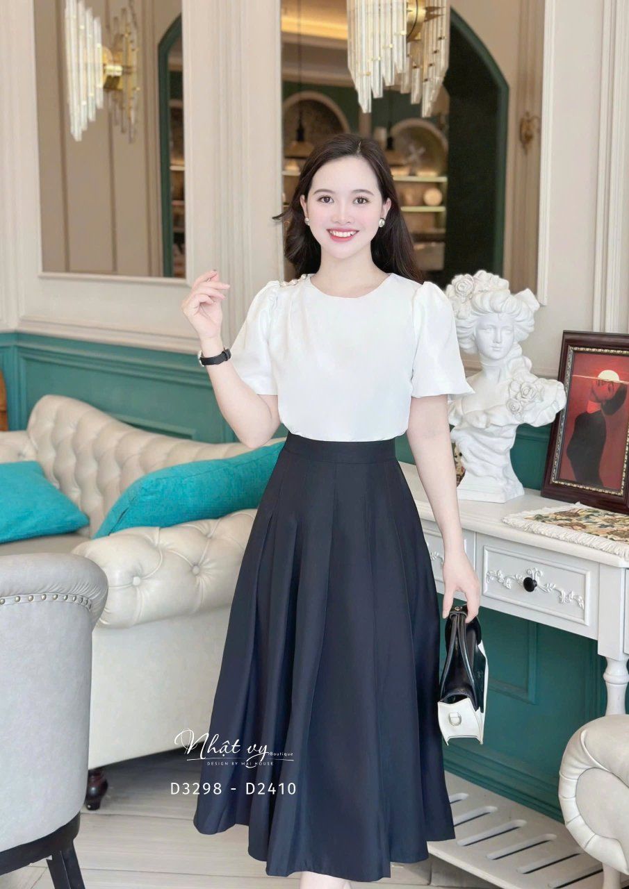  Chân váy xếp ly form dáng dài - D3298 