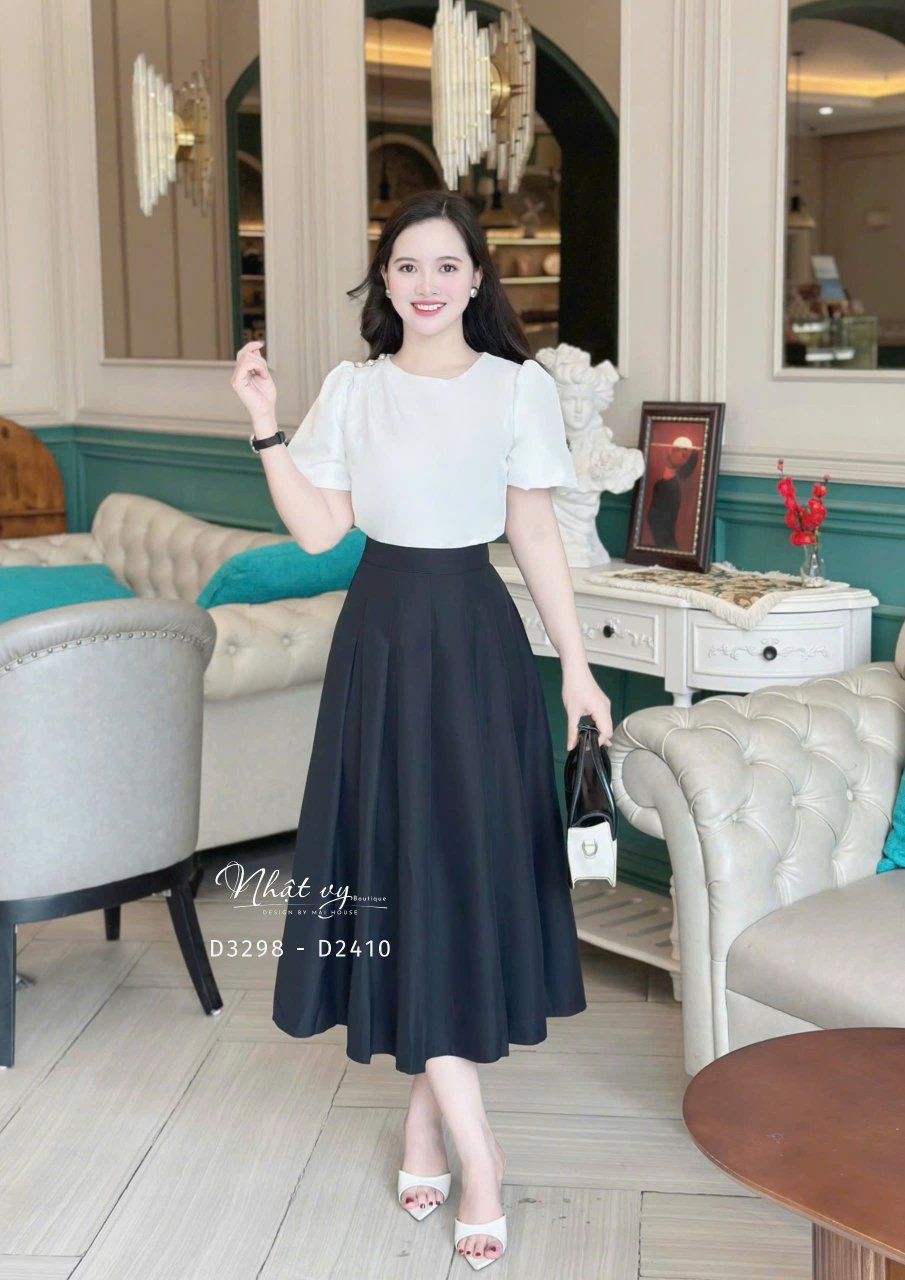  Chân váy xếp ly form dáng dài - D3298 